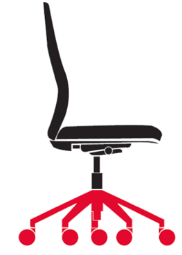 Base de 5 puntos de una silla de oficina ergonómica