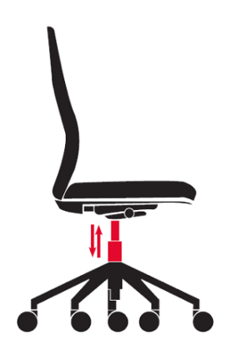regulación de altura en una silla de oficina ergonómica